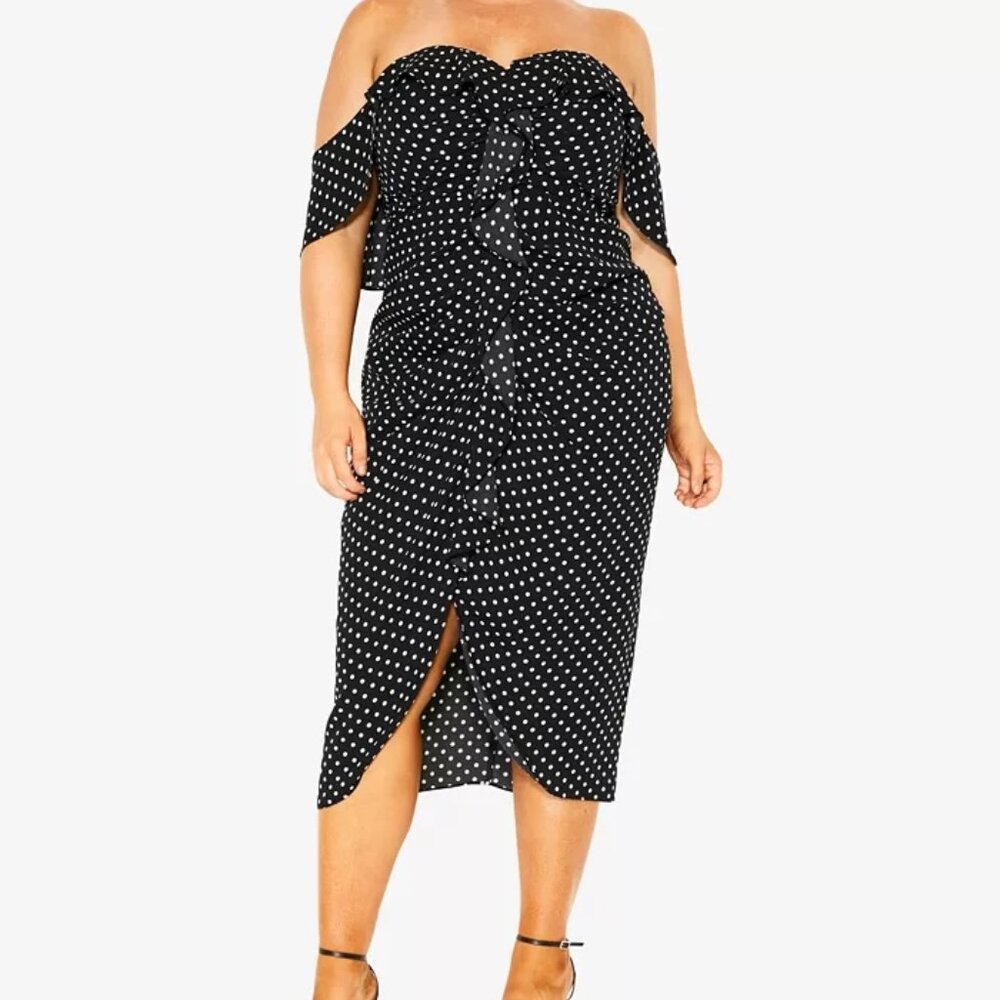 NWT!!! NEVER WORN!! City Chic Gina Polka Dot Dress - Black & White Size 16